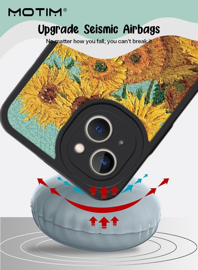 Motim iPhone 14 Silicone Case Cover, Sunflower Patterns, Full-Body Protection Soft Gel Rubber Cover Slim Shockproof Anti-Scratch Bumper Phone Case for Women - Image 3