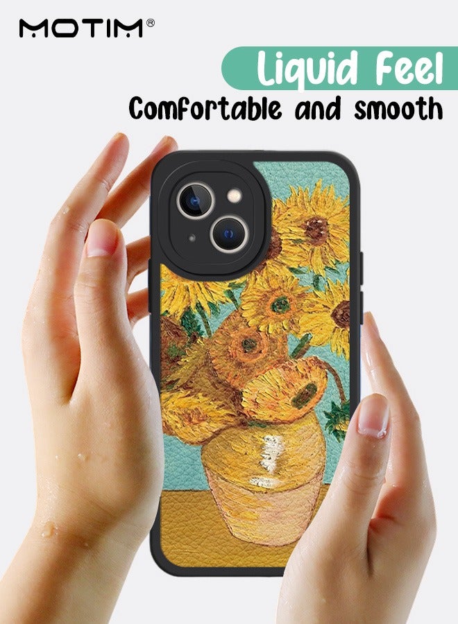 Motim iPhone 14 Silicone Case Cover, Sunflower Patterns, Full-Body Protection Soft Gel Rubber Cover Slim Shockproof Anti-Scratch Bumper Phone Case for Women - Image 4