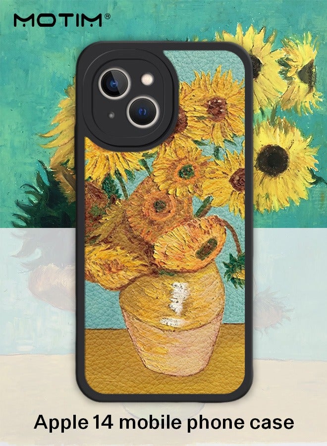 Motim iPhone 14 Silicone Case Cover, Sunflower Patterns, Full-Body Protection Soft Gel Rubber Cover Slim Shockproof Anti-Scratch Bumper Phone Case for Women - Image 2