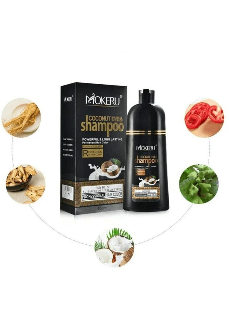 MOKERU - Coconut Dye And Shampoo Powerful And Long Lasting Permanent Hair Color 500 ML - Image 1