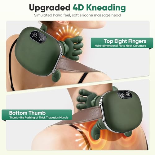 PRECHANA Shoulder and Neck Massager, Neck Massager for Pain Relief Deep Tissue with Two-Speed Temperature Adjustment Dual-Zone Heat, Back and Leg Massagers with Simulation Palm, Useful Gift - Image 3