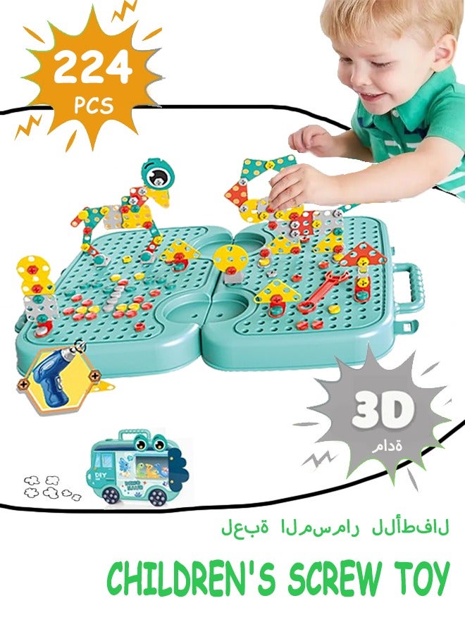 Children'S Screw Toys, 224-Piece Drill Toys, Drill And Screwdriver Sets, Children'S Building Blocks, Building Block Games, Children'S Screw-Twisting Educational Toys, Simulation Electric Repair Toys - Image 1