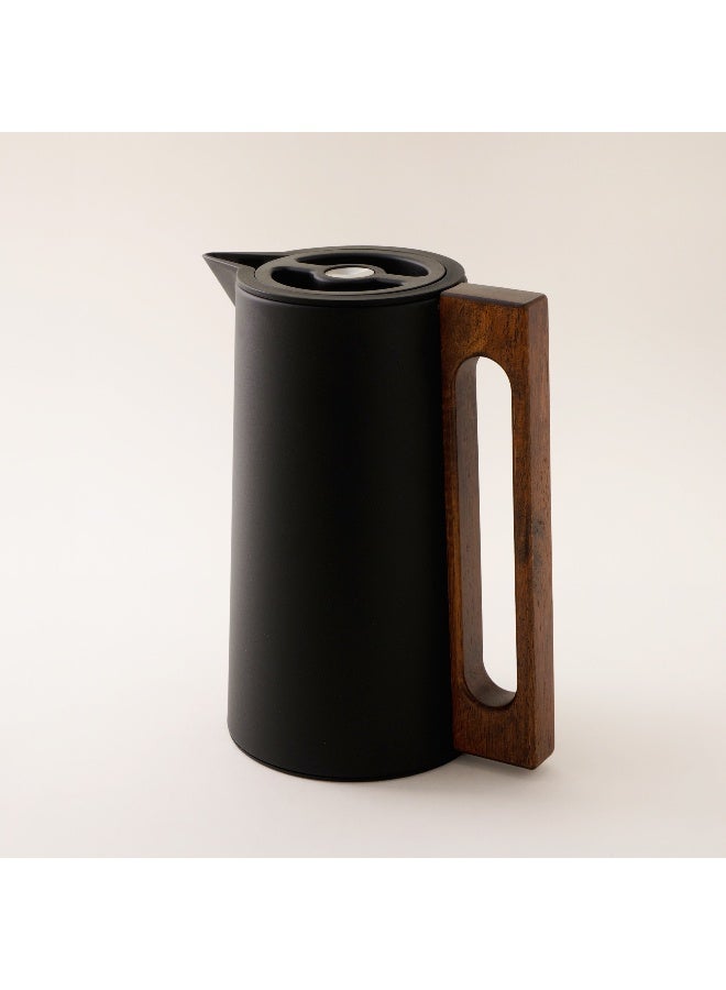 Dallaty Steel Vacuum Flask Flask With Wood Handle 1L, Black - Image 2