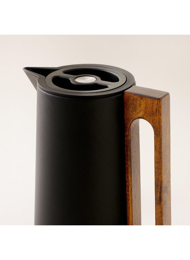 Dallaty Steel Vacuum Flask Flask With Wood Handle 1L, Black - Image 3