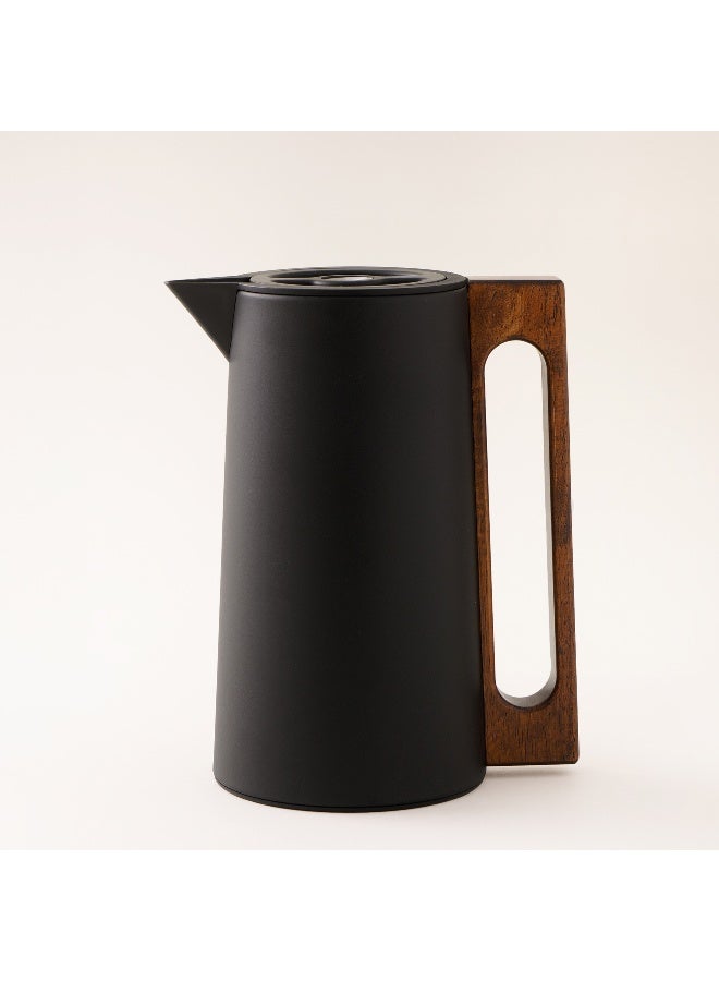 Dallaty Steel Vacuum Flask Flask With Wood Handle 1L, Black - Image 1