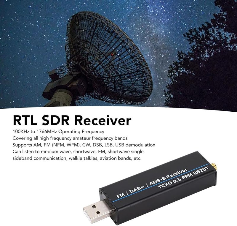 RTL SDR USB 3.0 Receiver 100kHz 1766MHz Wideband Radio Scanner with 0.5 PPM TCXO - Image 3