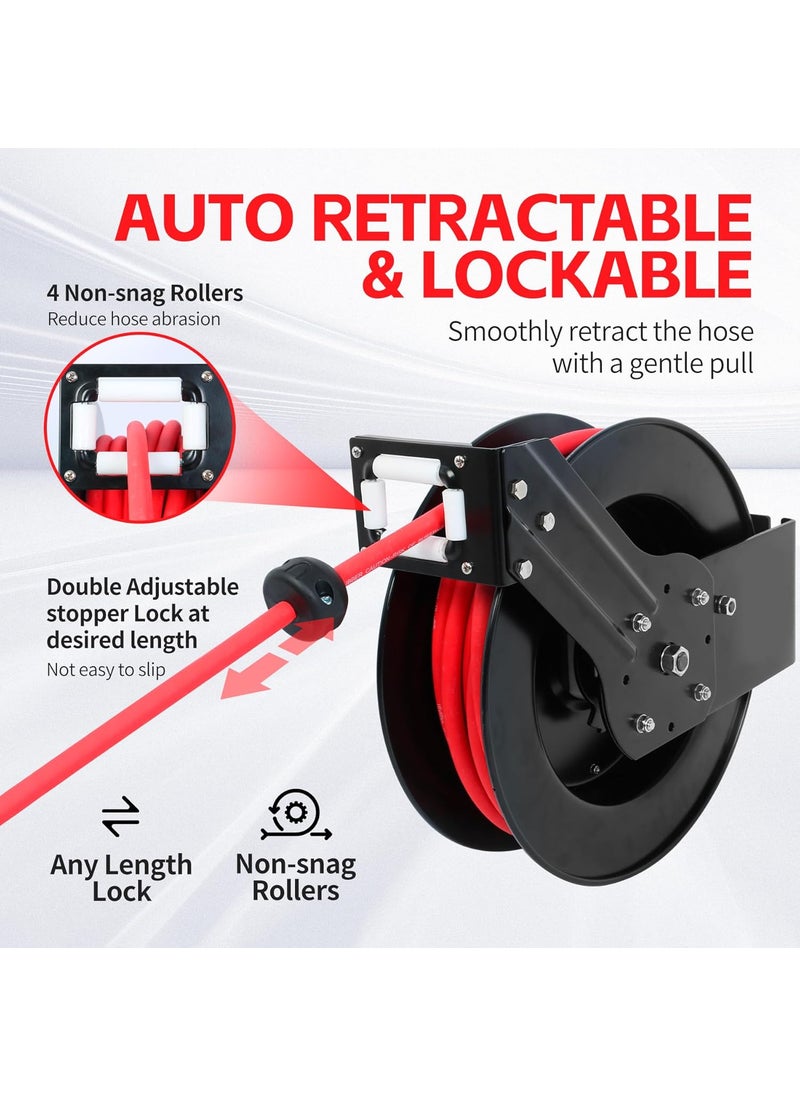 Maxworks MaxWorks 80720 50ft Auto Rewind Retractable Reel with 38 x 50 Air Hose with Brass Fittings  - Image 5