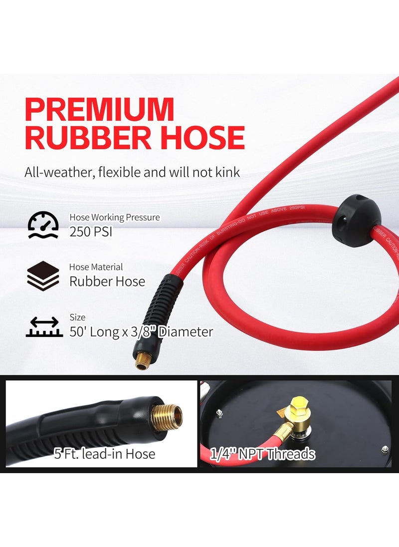Maxworks MaxWorks 80720 50ft Auto Rewind Retractable Reel with 38 x 50 Air Hose with Brass Fittings  - Image 4