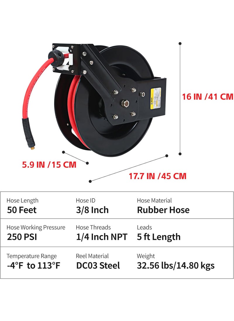 Maxworks MaxWorks 80720 50ft Auto Rewind Retractable Reel with 38 x 50 Air Hose with Brass Fittings  - Image 2