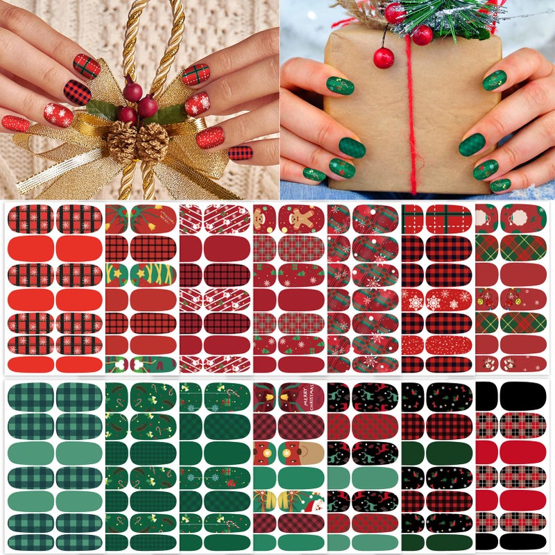 TailaiMei TailaiMei 14 Sheets Christmas Nail Wraps Stickers Nail Polish Strips SelfAdhesive Full Wraps with 2 pcs Nail Files for DIY Nail Art Decals Celebrate Style