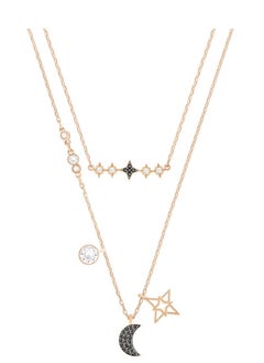 Double layer star and moon necklace
