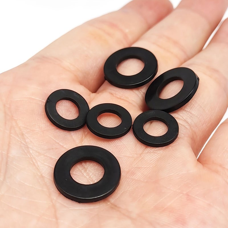 100pcs Black Nylon Flat Washers M12x20x1 Plastic Spacer Gaskets Durable For Fastening - Image 2