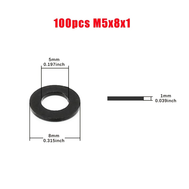 100pcs Black Nylon Flat Washers M12x20x1 Plastic Spacer Gaskets Durable For Fastening - Image 5