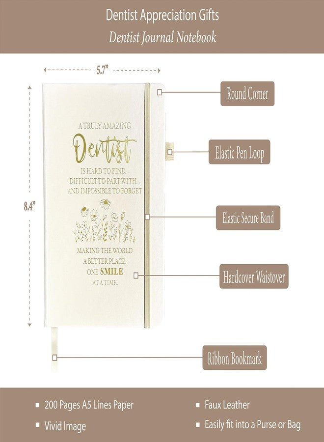 MALLAbyLAMMA Dentist Appreciation Gifts Women, Dentist Journal Biege 200 Pages Notebook A5 Lined with Pen, Dentist Keychain, Dental Gifts for Dentist Woman, Thank You Gift for Female Dentist Birthday Graduation - Image 2