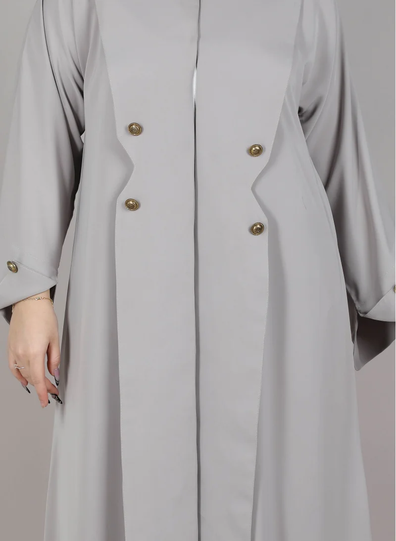 MSquare Fashion  MSquare Fashion Grey Coat Abaya With Matching Sheila for Women | Best Price UAE