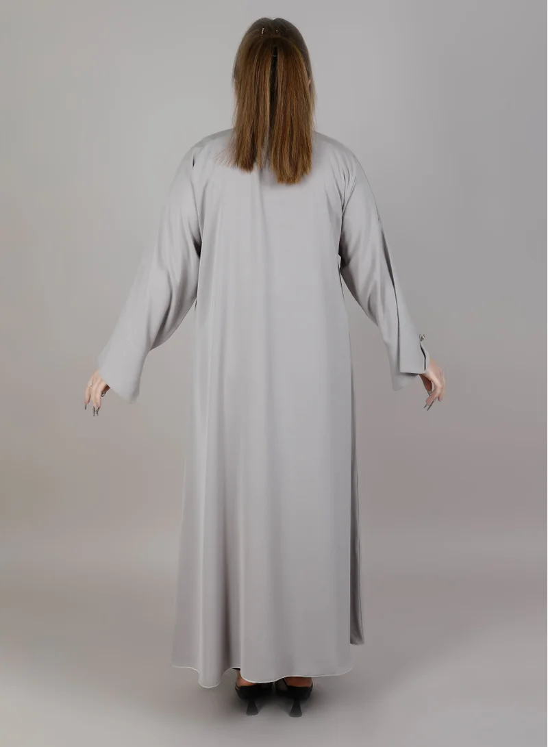 MSquare Fashion  MSquare Fashion Grey Coat Abaya With Matching Sheila for Women | Best Price UAE