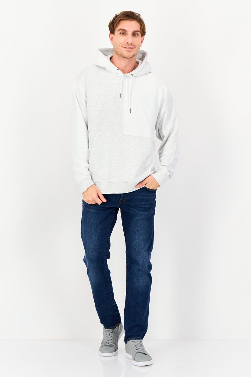 Celio Men Heather Long Sleeves Hoodie, Light Grey - Image 4