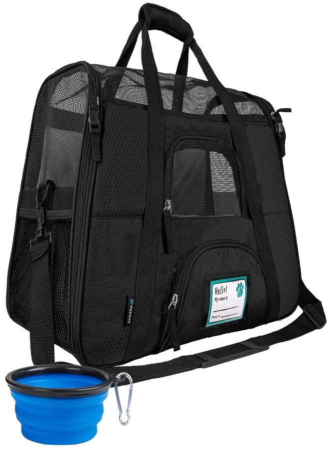 PetAmi Airline Approved Pet Carrier for Cats & Small Dogs, Soft Sided TSA Travel Carrier Bag with Sherpa Bed, Breathable Mesh Ventilation, Collapsible Bowl, Fits Under Seat, Up to 18 lbs, Small Black - Image 1