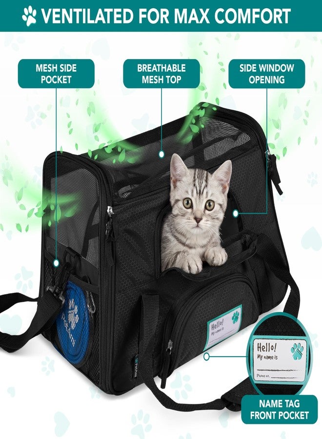 PetAmi Airline Approved Pet Carrier for Cats & Small Dogs, Soft Sided TSA Travel Carrier Bag with Sherpa Bed, Breathable Mesh Ventilation, Collapsible Bowl, Fits Under Seat, Up to 18 lbs, Small Black - Image 3
