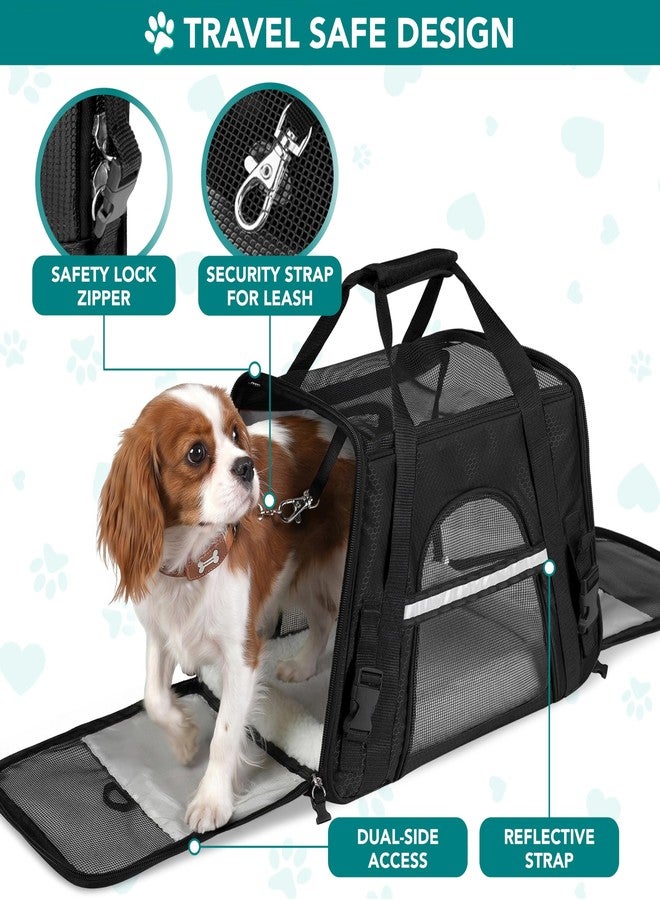 PetAmi Airline Approved Pet Carrier for Cats & Small Dogs, Soft Sided TSA Travel Carrier Bag with Sherpa Bed, Breathable Mesh Ventilation, Collapsible Bowl, Fits Under Seat, Up to 18 lbs, Small Black - Image 4