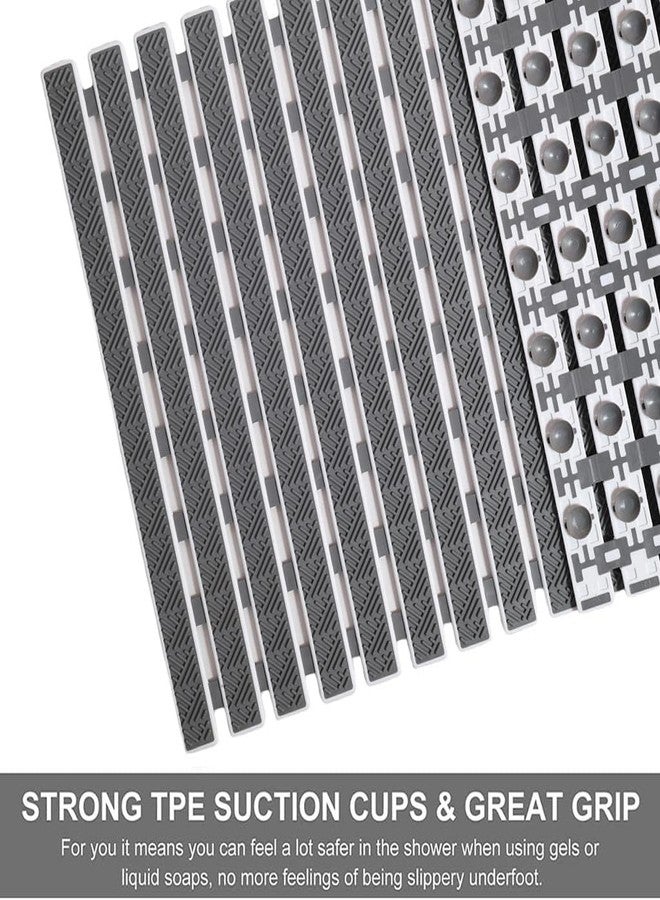 JUGTE PVC Shower Mat Anti Slip Shower Mat, Bathtub Mat with Suction Cups and Drain Holes, Anti-Skid PVC Rubber mats for Floor mat (Grey) - Image 2