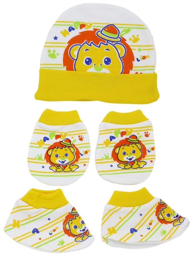 Neska Moda Baby Yellow Mittens, Booties with Cap Set 3 Pcs Combo (0-6 Months) - Image 1