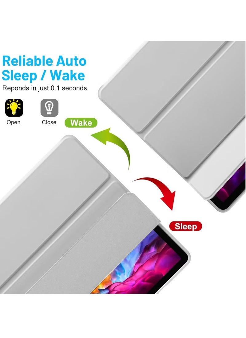 JAJEEK "New Samsung Galaxy Tab S10 Plus 12.4 Inch Case with S Pen Holder – Soft TPU Tri-Fold Stand Protective Cover, Auto Wake/Sleep, S Pen Charging Support, Gray Silver" - Image 3