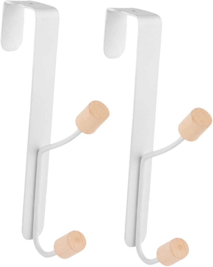 قطعتان من خطافات فوق الباب ثقيلة الوزن حامل مزدوج للملابس المناشف الحقائب المطبخ الحمام خزانة الملابس - Image 2