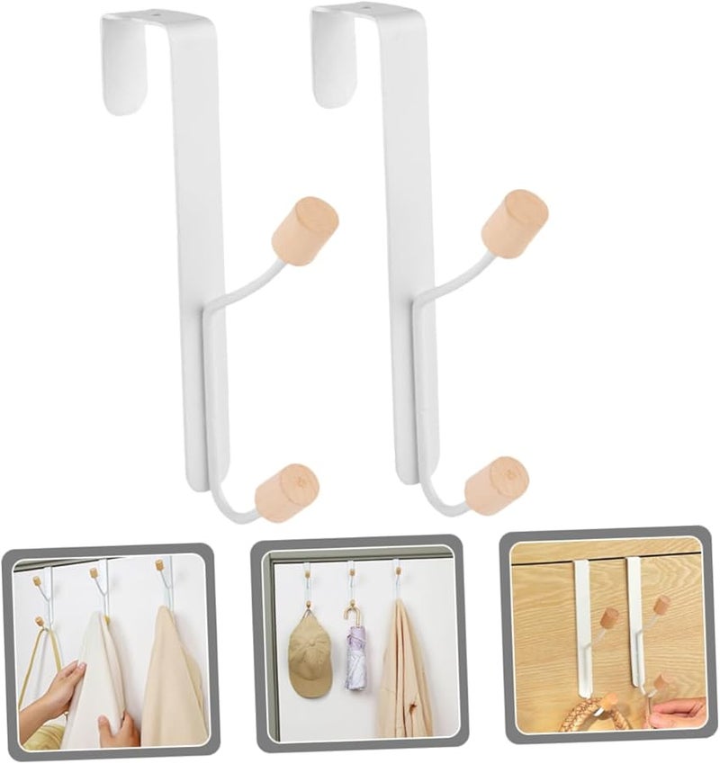 قطعتان من خطافات فوق الباب ثقيلة الوزن حامل مزدوج للملابس المناشف الحقائب المطبخ الحمام خزانة الملابس - Image 3