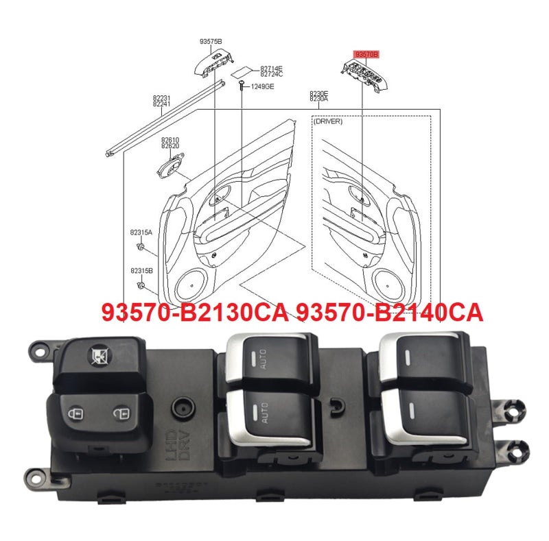 Left Front Power Window Switch - Driver Side Master Control Switch for Kia Soul Vehicle Replacement - Image 2