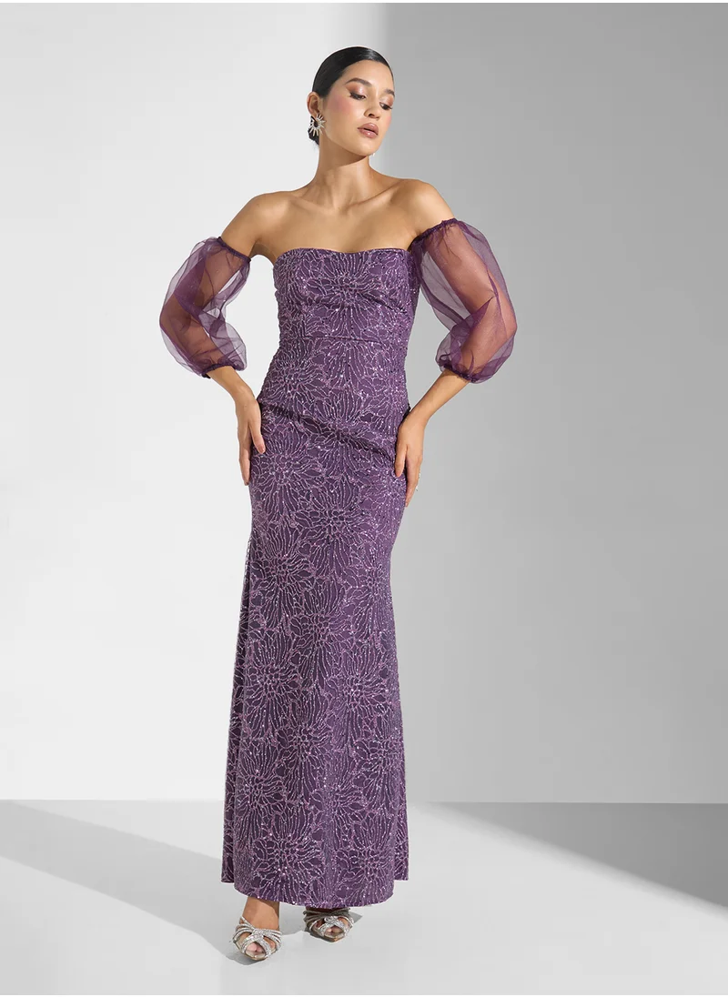 Namshi x Off Shoulder Shimmer  Dress