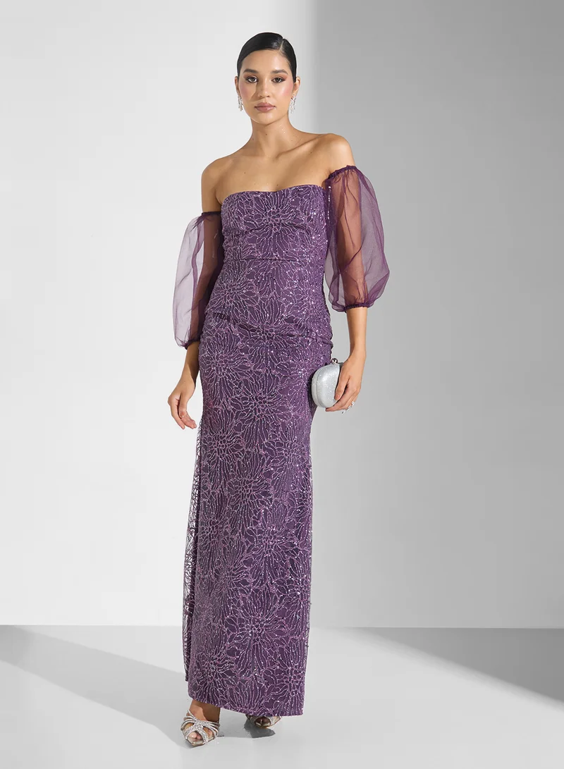 Namshi x Off Shoulder Shimmer  Dress