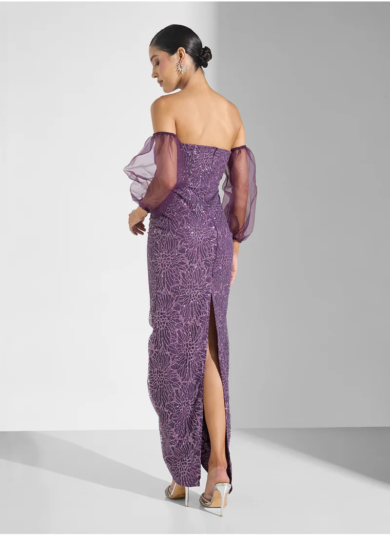 Namshi x Off Shoulder Shimmer  Dress