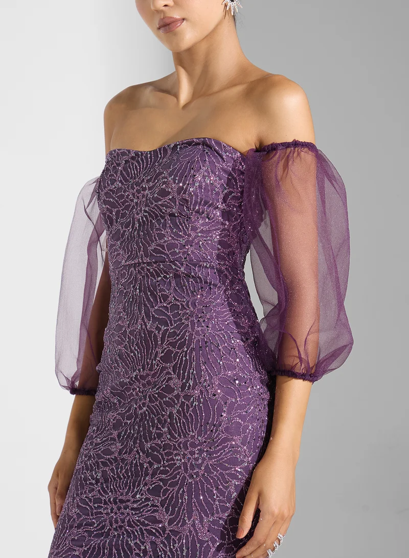 Namshi x Off Shoulder Shimmer  Dress