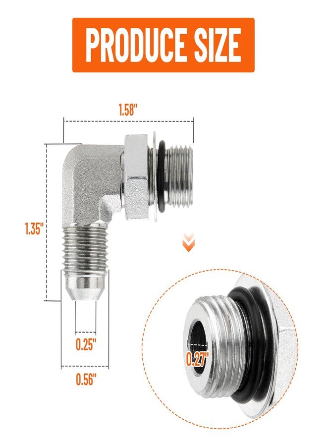 Racewill 5 Pack 90 Degree Elbow Hydraulic Hose Fittings: 3/8" JIC 37°Male x 3/8" ORB Male, Hydraulic End Connectors with Protection Cover - Image 5