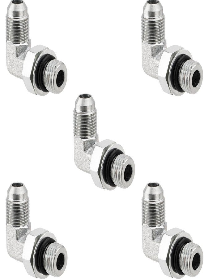 Racewill 5 Pack 90 Degree Elbow Hydraulic Hose Fittings: 3/8" JIC 37°Male x 3/8" ORB Male, Hydraulic End Connectors with Protection Cover - Image 1