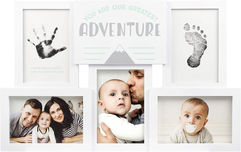 tiny ideas You Are Our Greatest Adventure Collage Keepsake Photo Frame, Baby Keepsake Pictures, DIY Baby's Handprint and Footprint Kit, Gender Neutral Nursery Wall Decor, White - Image 2