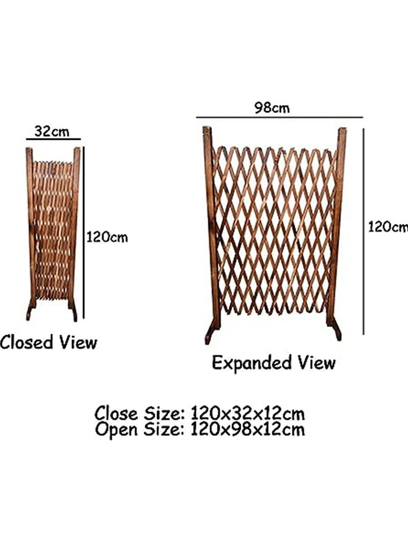 HOME TASTE Hometaste Wooden Garden Fence - Expandable Wood Garden Trellis Fence, Safety Gate For Pets, Freestanding Wooden Wicker Picket Fence, Artificial Hedges Trellis Fence (Big_120X32X12Cm, Brown)  - Image 2