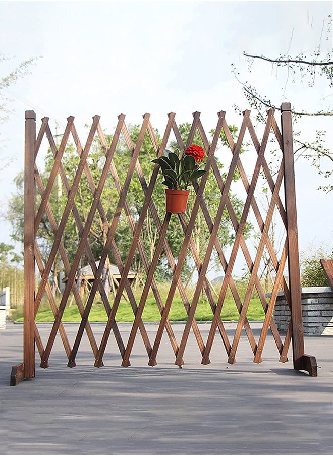 HOME TASTE Hometaste Wooden Garden Fence - Expandable Wood Garden Trellis Fence, Safety Gate For Pets, Freestanding Wooden Wicker Picket Fence, Artificial Hedges Trellis Fence (Big_120X32X12Cm, Brown)  - Image 1