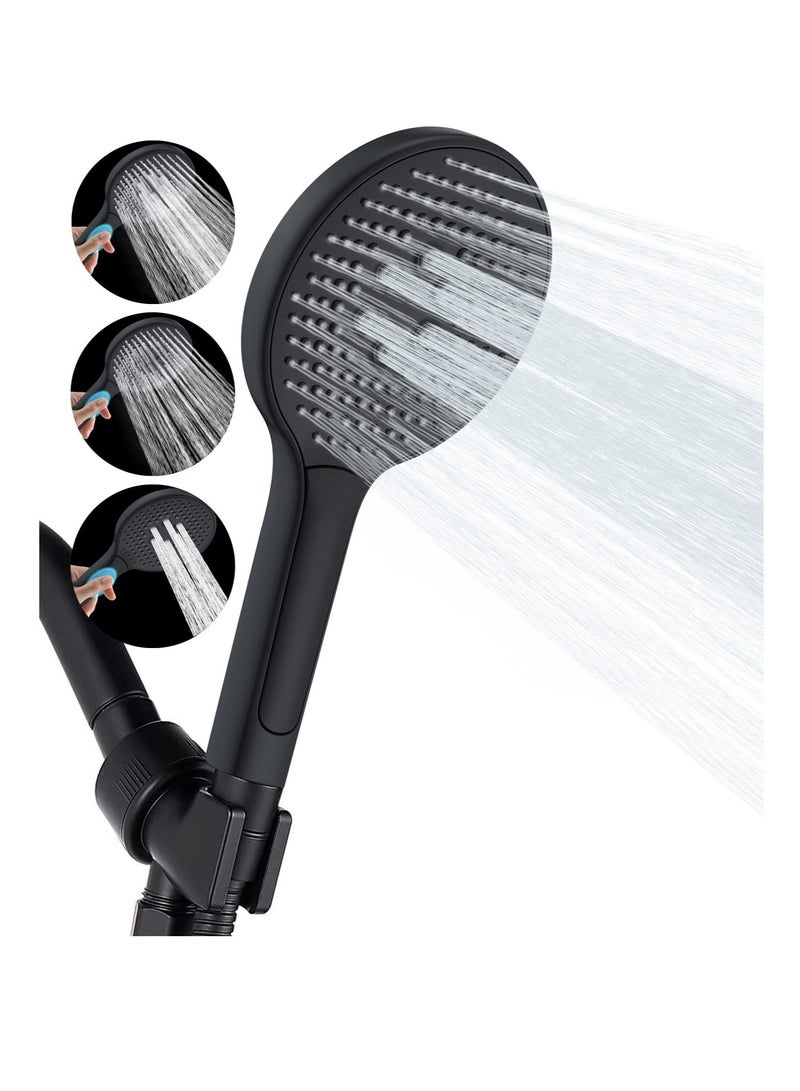 High-Pressure Shower Head with Handheld 3 Mode Spray Showerhead 5 Inch Large Face Black Handheld Shower Head Adjustable Shower Bracket Holder - Image 1