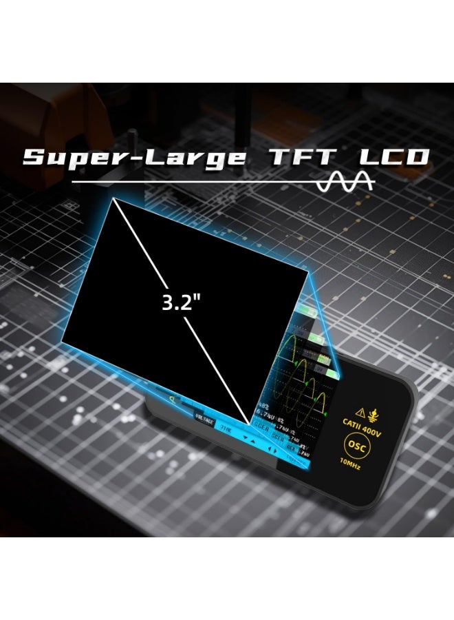 BSIDE Handheld Digital Oscilloscope 3.2” TFT LCD Scope Tester, 10MHz Bandwidth with 48MSa/s Sampling Rate, Potable Automotive Oscilloscope with Auto/Nomal/Single Trigger for Audio Amplifier Hobbyist - Image 4