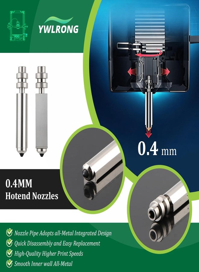 YWLRONG 2Pack 0.4mm Nozzle for Anycubic Kobra X Integrated Hardened Steel Hotend Nozzle Replacement for Anycubic Kobra X Combo High Flow High Speed Print Head Accessories Parts - Image 5