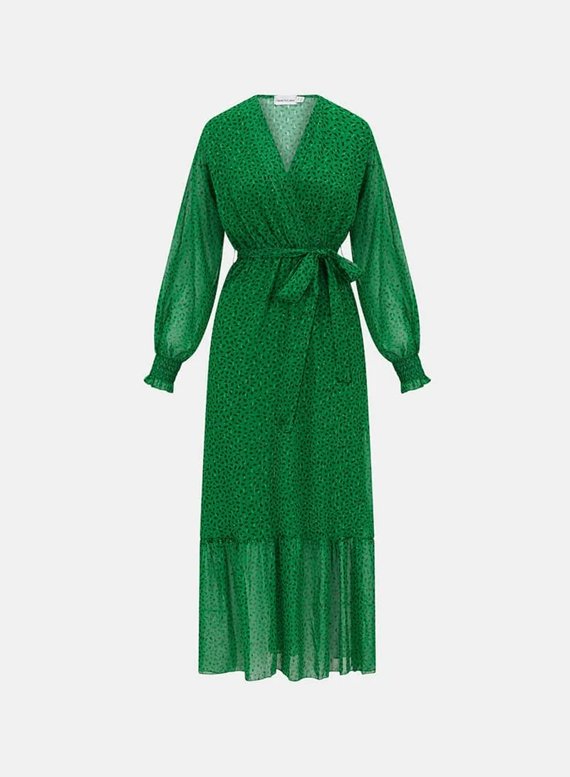 Needs No Label  Green Animal Chiffon Maxi Dress for Women | Best Price UAE