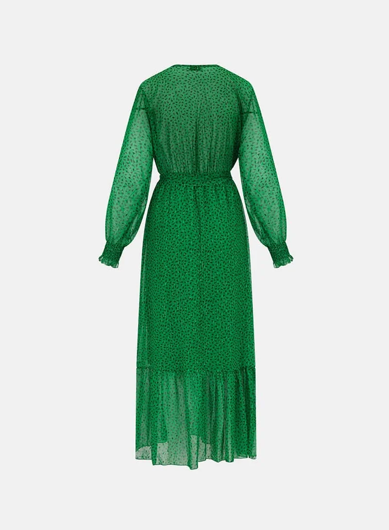 Needs No Label  Green Animal Chiffon Maxi Dress for Women | Best Price UAE