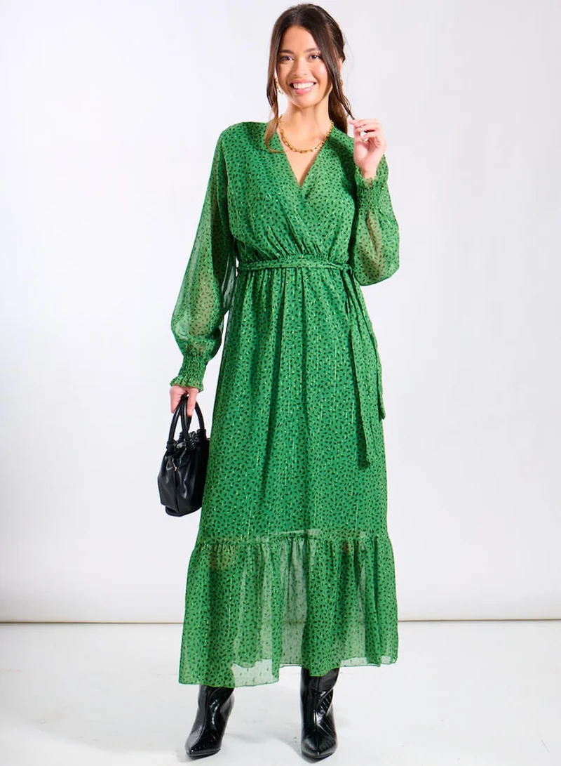 نيدز نو ليبل Green Animal Chiffon Maxi Dress