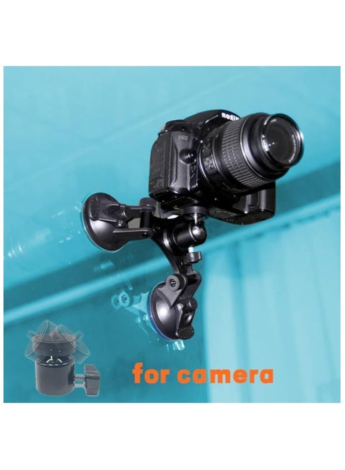 Triple Suction Cup Mount Holder, Action Camera Car Windshield Mount, with 1/4 Threaded Head 360 Degree Tripod Ball Head Mount and Screw, Compatible with Gopro, DJI OSMO Akaso - Image 2
