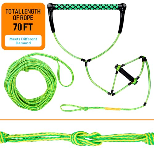 Obcursco Wakeboard Rope,70FT Water Ski Ropes with EVA Handle. Ideal for Water Skiing, Wakeboard, Kneeboard (70FT, Green & Yellow) - Image 5
