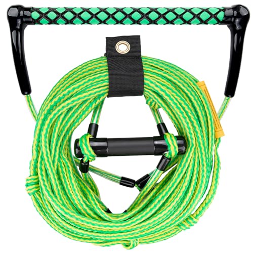 Obcursco Wakeboard Rope,70FT Water Ski Ropes with EVA Handle. Ideal for Water Skiing, Wakeboard, Kneeboard (70FT, Green & Yellow) - Image 1