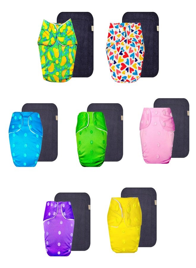 حفاضات دمبلدو القماشية الممتازة مع حشوة رمادية (عبوة من 7 قطع) | شعور بالجفاف والراحة | مانعة للتسرب | مناسبة للسفر | للاستخدام طوال اليوم | من 3 أشهر إلى 3 سنوات | للجنسين - Image 1