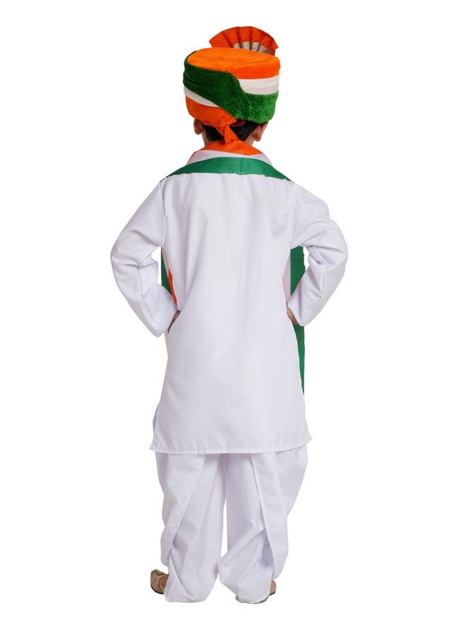 Kaku Fancy Dresses Polyester White Dhoti Kurta With Tricolor Safa & Stole For Kids, Independence Day & Republic Day Costume For Boys & Girls - White, 10-12 Years - Image 4